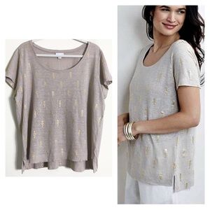 J. Jill elliptical linen gold seahorse tee shirt